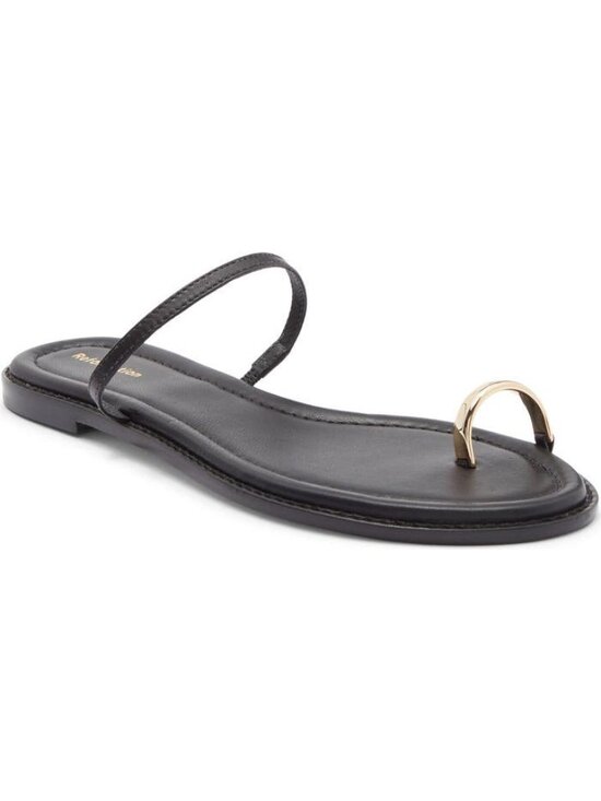 Reformation Shoes - REFORMATION Cassandra BLACK LEATHER Flat Sandals flats size 9.5 NEW